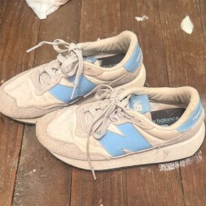 New Balance Kids' Light Blue and Beige Sneakers